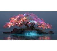 5D Peinture Diamant Adulte, Arbre de vie cascade Diamond Painting Complet Cristal Diamant Kit Enfants, DIY Strass Point de Croix Painting Murale Décoration Artisanat Décor À La Maison 70x90cm F653