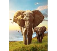 5D Peinture Diamant Adulte, Diamond Painting Grand Format Éléphant, DIY Animal Broderie Diamant Kit Complet, Diamant Strass Point de Croix Art Painting pour Decoration Murale Maison 30x40cm N-6