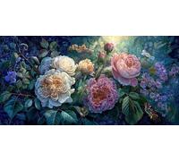 5D Peinture Diamant Adulte, Fleurs de la saison mensuelle Diamond Painting Complet Cristal Diamant Kit Enfants, DIY Point de Croix Painting Murale Décoration Artisanat Décor À La Maison 30x40cm F930