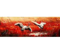 5D Peinture Diamant Adulte,Grue À Couronne Rouge Diamond Painting Kit Complet Oiseau Diamond Painting Grand Format 40x120cm,Diamand Art Painting Kit Enfants Strass Point de Croix Murale Décoration