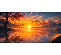 5D Peinture Diamant Adulte Scène coucher soleil Diamond Painting Kit Complet,DIY Diamand Art Set Point de Croix Peinture Diamant, Puzzle Stitch Broderie Diamant pour Murale Décoration 45x90cm Y3632