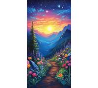 5D Peinture Diamant Adulte, Vallée du lever du soleil Diamond Painting Complet Cristal Diamant Kit Enfants, DIY Point de Croix Painting Murale Décoration Artisanat Décor À La Maison 100x150cm F684