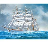 5D Peinture Diamant Complet Adulte, Square Drill Voilier 50x70cm Diamond Painting Bricolage Cristal Strass Point De Croix Artisanat Mosaique kit de Broderie au décoration Murale pour la Maison,