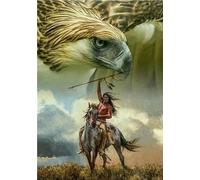 5D Peinture Diamant Indiens d'Amérique Diamond Painting Kit Broderie Tableau Perle Diamant Painting, Grand Format Mosaïque Point de Croix Loisirs Créatifs Adultes Décoration Intérieur 50x70cm I-783