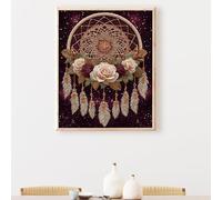 5D Peinture Diamant Painting Kit, Diamond Painting Complet pour Adulte, DIY Fleur Attrape-RêVes Art du Diamant Kits, Diamond Strass Point de Croix Peinture Intérieure Maison Décor 60x90cm PjY3774 2-8