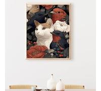 5D Peinture Diamant Painting Kit, Diamond Painting Complet pour Adulte, DIY Fleur Chat Art du Diamant Kits, Diamond Strass Point de Croix Peinture Intérieure Maison Décor, Cadeau 30x40 cm PjY7480 O-F