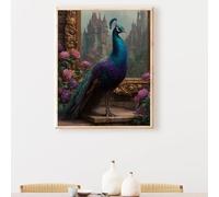 5D Peinture Diamant Painting Kit, Diamond Painting Complet pour Adulte, DIY Fleur Paon Art du Diamant Kits, Diamond Strass Point de Croix Peinture Intérieure Maison Décor, Cadeau 90x120 cm PjY4208 H-S