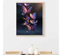 5D Peinture Diamant Painting Kit, Diamond Painting Complet pour Adulte, DIY Fleurs Papillon Art du Diamant Kits, Diamond Strass Point de Croix Peinture Intérieure Maison Décor 90x120 cm PjY6972 W-B