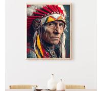 5D Peinture Diamant Painting Kit, Diamond Painting Complet pour Adulte, DIY Indien Homme Art du Diamant Kits, Diamond Strass Point de Croix Peinture Intérieure Maison Décor 40x50 cm PjY5712 A-B