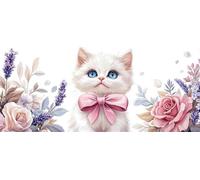 5D Peinture Diamant Painting Kit, Diamond Painting Complet pour Adulte, DIY Le chat floral Art du Diamant Kits, Diamond Strass Point de Croix Peinture Débutants Intérieure Maison Décor 90x210cm b-358