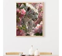 5D Peinture Diamant Painting Kit, Diamond Painting Complet pour Adulte, DIY LéOpard Fleur Art du Diamant Kits, Diamond Strass Point de Croix Peinture Intérieure Maison Décor 30x40 cm PjY8334 P-D