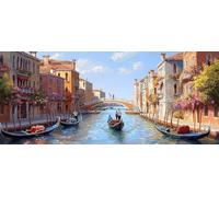 5D Peinture Diamant Painting Kit, Diamond Painting Complet pour Adulte, DIY Ville d'eau de Venise Art du Diamant Kits, Diamond Strass Point de Croix Peinture Intérieure Maison Décor 80x190cm b-754