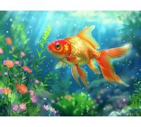 5D Peinture Diamant Painting Kit, Poisson rouge Diamond Painting Adulte, Peinture Diamant Animal Diamond Art Strass Point de Croix Broderie pour Adultes Cristal Artisanat Maison Décor 40x50 cm H-1572