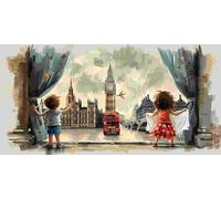 5D Peinture Diamant Painting Kits Adulte, Big Ben à Londres Grande Taille Diamond Painting Broderie Kit Complet, DIY Crystal Point de Croix Artisanat Maison Murale Décoration, Cadeaux 60x120 cm w-622