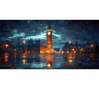 5D Peinture Diamant Painting Kits Adulte, Big Ben à Londres Grande Taille Diamond Painting Broderie Kit Complet, DIY Crystal Point de Croix Artisanat Maison Murale Décoration, Cadeaux 40x80 cm w-626