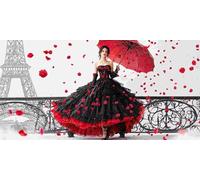 5D Peinture Diamant Painting Kits Adulte, Femme Paris Tour de fer Grande Taille Diamond Painting Broderie Kit Complet, DIY Crystal Point de Croix Artisanat Maison Murale Décor, Cadeaux 50x100 cm w-719