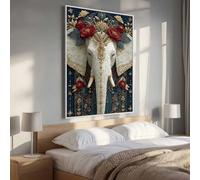 5D Peinture Diamant Painting Kits Adulte, Fleur éLéPhant Diamond Painting Broderie Kit Complet, DIY Crystal Point de Croix Artisanat Noël Maison Murale Decor, Cadeaux pour Femmes 60x90cm PjY2042 4-J