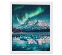 5D Peinture Diamant Painting Kits Adulte, Paysage Aurora Diamond Painting Broderie Kit Complet, DIY Crystal Point de Croix Artisanat Noël Maison Murale Decor, Cadeaux pour Femmes 100x150cm C-499