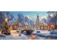 5D Peinture Diamant Painting Kits Adulte, Paysage de Noël Grande Taille Diamond Painting Broderie Kit Complet, DIY Crystal Point de Croix Artisanat Maison Murale Décoration, Cadeaux 70x140 cm w-875