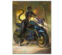 5D Peinture Diamant pour Enfants et Adultes Kits Complets chat dame moto Diamond Painting Diamant Complet Point de Croix Kits Arts Craft pour la Décoration Murale à la Maison Square Drill 40x50cm