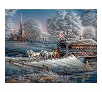 5D Peinture Diamant pour Enfants et Adultes Kits Complets Paysage de neige d'hiver Diamond Painting Diamant Point de Croix Kits Arts Craft pour la Décoration Murale à la Maison Round Drill30x40cm