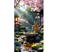 5D Pierres de Garden Creek Diamond Painting Kit pour Adulte,DIY Round Drill Broderie Diamant Art Painting Kit Complet,Strass Point de Croix Diamant Painting Kit Artisanat pour Murale Décor 20x50cm