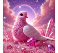 5D Pigeon rose de pelouse Diamond Painting Adultes DIY Broderie Art diamant painting Kit Complet,Peinture Diamant Artisanat Strass Point de Croix Paintings pour Murale Décoratio Round Drill,20x20cm