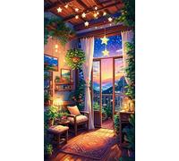 5D Plante d'intérieur Ciel Diamond Painting Kit pour Adulte,DIY Square Drill Broderie Diamant Art Painting Kit Complet,Strass Point de Croix Diamant Painting Kit Artisanat pour Murale Décor 20x50cm