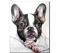 5D Plein Forage Diamant Rond Peinture Diy Broderie Bouledogue Animal Point De Croix Strass Mosaïque Maison Pièce Décoration Cadeau Murale Unfinished Kit,40x50cm