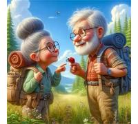 5D Randonnée en couple Diamond Painting Adultes DIY Broderie Art diamant painting Kit Complet,Peinture Diamant Artisanat Strass Point de Croix Paintings pour Murale Décoratio Round Drill,90x90cm