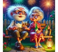 5D Rencontres couples seniors Diamond Painting Adultes DIY Broderie Art diamant painting Kit Complet,Peinture Diamant Artisanat Strass Point de Croix Paintings pour Murale Décor Square Drill,40x40cm