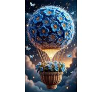 5D Résumé de la montgolfière Diamond Painting Kit pour Adulte,DIY Round Drill Broderie Diamant Art Painting Kit Complet,Strass Point de Croix Diamant Painting Kit Artisanat pour Murale Décor 90x190cm
