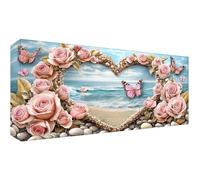 5D Rose Peinture Diamant Painting Kit, DIY Plage Diamond Painting Adulte Enfant, Diamond Art Kits Strass Point de Croix Peinture Diamant pour Adultes Débutants Décoration Murale Maison 160x80cm t-8019
