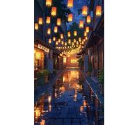 5D Scène de rue aux lanternes Diamond Painting Kit pour Adulte,DIY Square Drill Broderie Diamant Art Painting Kit Complet,Strass Point de Croix Diamant Painting Kit Artisanat Murale Décor 100x210cm
