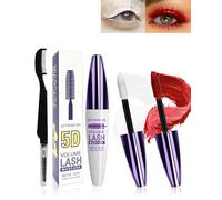 5D Silk Fiber Blanc Rouge Mascara Volume et Longueur with brosse a cils, Waterproof et Longue Tenue avec une Définition Précise, Fast Dry False Lash Effect, Créer un Maquillage des Yeux Charmant-03+07