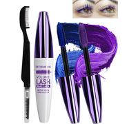 5d Silk Fiber Blue Violet Mascara Volume And Length With Eyelash Brush,Waterproof And Long-Lasting With Precise Definition,Fast Dry False Lash Effect,Create Charming Eye Make-04+05
