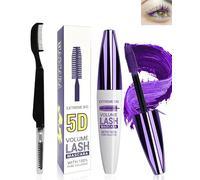 5D Silk Fiber Mascara Volume et Longueur with brosse a cils, Waterproof et Longue Tenue avec une Définition Précise,Fast Dry False Lash Effect,Créer un Maquillage des Yeux Charmant pour Femme-05violet
