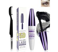 5D Silk Fiber Mascara Volume et Longueur with brosse a cils, Waterproof et Longue Tenue avec une Définition Précise, Fast Dry False Lash Effect, Créer un Maquillage des Yeux Charmant pour Femme-01Noir