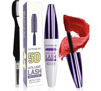 5d Silk Fiber Red Volume And Length Mascara With Lash Brush,Waterproof And Long-Lasting With Precise Definition,Fast Dry False Lash Effect,Create Charming Eye Makeup For Women-07