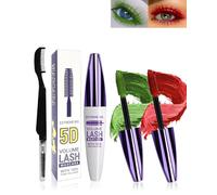 5D Silk Fiber Vert Rouge Mascara Volume et Longueur with brosse a cils, Waterproof et Longue Tenue avec une Définition Précise, Fast Dry False Lash Effect, Créer un Maquillage des Yeux Charmant-06+07