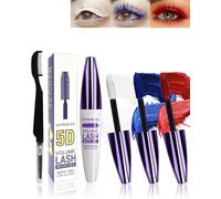 5d Silk Fiber White Blue Red Mascara Volume And Length With Eyelash Brush,Waterproof And Long-Lasting With Precise Definition,Fast Dry False Lash Effect,Create Charming Eye Make-Up