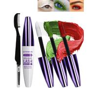 5d Silk Fiber White Green Red Mascara Volume And Length With Eyelash Brush,Waterproof And Long-Lasting With Precise Definition,Fast Dry False Lash Effect,Create Charming Eye Make-Up