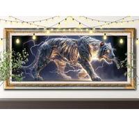 5D Tigre blanc Diamond Painting Kit,Peinture Diamant Adulte et Enfant 100x250cm,DIY Kit Complet Artisanat Strass Cristal,Paysage Tableau Diamant Point de Croix pour Déco Murale Salon,Cadeau 61F-90