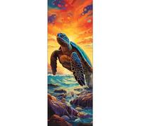 5D Tortue Au Coucher Du Soleil Diamond Painting, Peinture Diamant Grand DIY Diamant Painting Adultes Kit Complet, Diamond Art Images pour Débutant Pour Décor Murale Maison 25x70 cm/10x28 Inch M-24