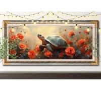 5D Tortue Diamond Painting,DIY Peinture Diamant Adulte (40x120cm),Pivoine Broderie Strass Point de Croix,Art Mosaïque Cristal pour Décoration Murale Maison, Puzzle Diamant Cadeau Enfant 61F-9785