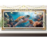 5D Tortue Diamond Painting Kit,Peinture Diamant Adulte et Enfant (30x60cm),DIY Kit Complet Artisanat Strass Cristal,Corail Tableau Diamant Point de Croix pour Déco Murale Salon,Cadeau 61F-9797