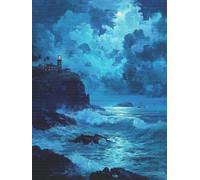 5D Tour de lanterne de mer Diamond Painting, DIY Diamant Painting Kit Complet, Bricolage Artisanat Broderie Point de Croix Adultes Enfants Peinture Kit, Convient Décoration Murale Maison 40x50cm F-253