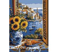 5D Tournesol Diamond Painting Adulte Kit, Diamond Painting Les Plantes Peinture Diamant Loisirs Créatifs Adultes DIY Diamant Complet Point de Croix Painting pour Débutants Maison Décor 70x90cm W0J-332