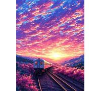 5D Train du ciel Diamond Painting, DIY Broderie Diamant Painting Kit Complet, Loisirs Créatifs Adultes Peinture Diamant Painting, Point de Croix Painting pour Décoration Murale Decor 25x35cm k-353