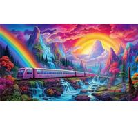 5D Train panoramique des rivières Diamond Painting,DIY Round Broderie Diamant Painting Complet pour Adultes,Art du Diamant Peinture Strass Point de Croix Painting pour Maison Murale Décor 70x150 cm